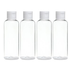 Four empty plastic bottles.