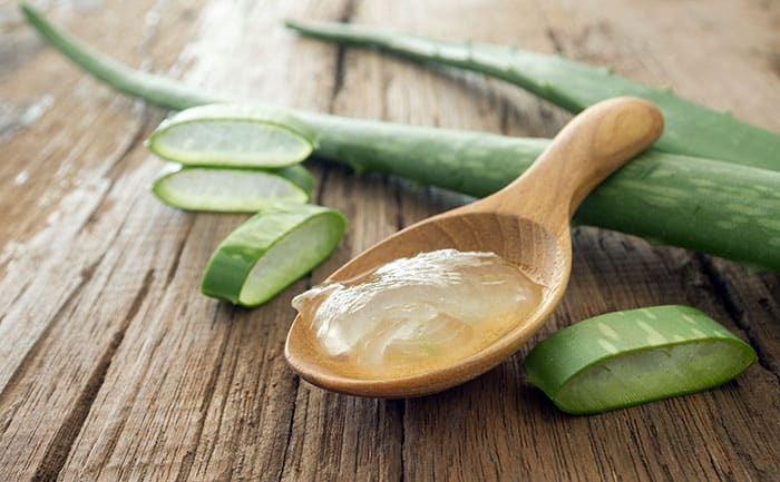 Aloe vera on spoon.