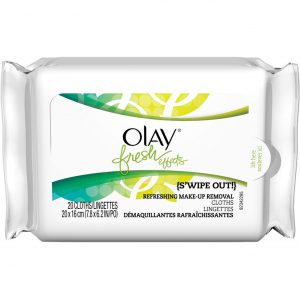 Olay's fresh effects s'wipe out makeup remover.