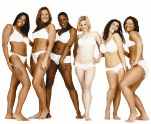 Dove's real beauty campaign ad with women of various sizes and ethnicities.