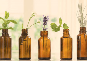 Bottles with essential oils.