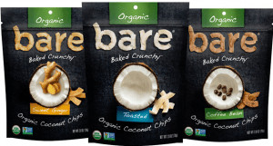 Bare Snacks Organic Coconut Chips packaging.