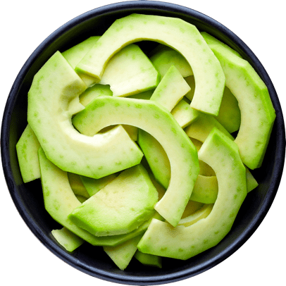 Avocado sliced in a bowl.