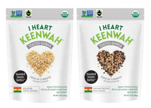 Two bags of I Heart Keenwah toasted quinoa.