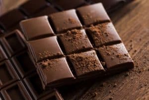 Dark chocolate with cocoa powder.