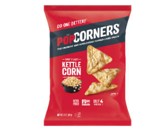 Bag of PopCorners' kettle corn flavor snack.