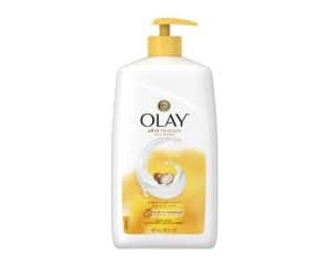 Bottle of Olay's shea butter body wash.