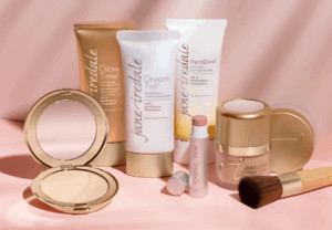 Display of Jane Iredale makeup products. 