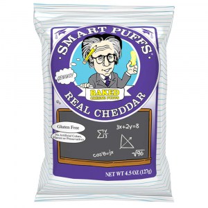 Smart puffs real cheddar packaging.