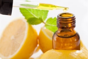 Lemon essential oil dropper.