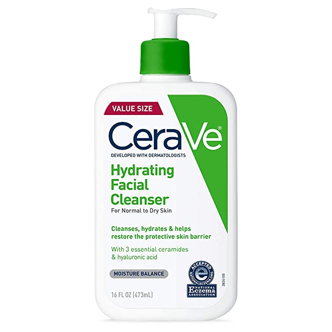 Bottle of cerave hydrating cleanser